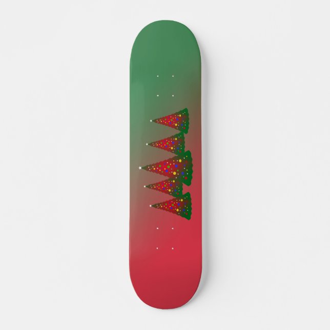 Skateboard Árbol de Navidad Verde Rojo (Anverso )
