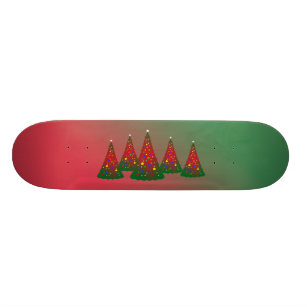 Skateboard Árbol de Navidad Verde Rojo