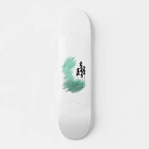 Skateboard Árbol verde escandinavo arte simple menta moderna