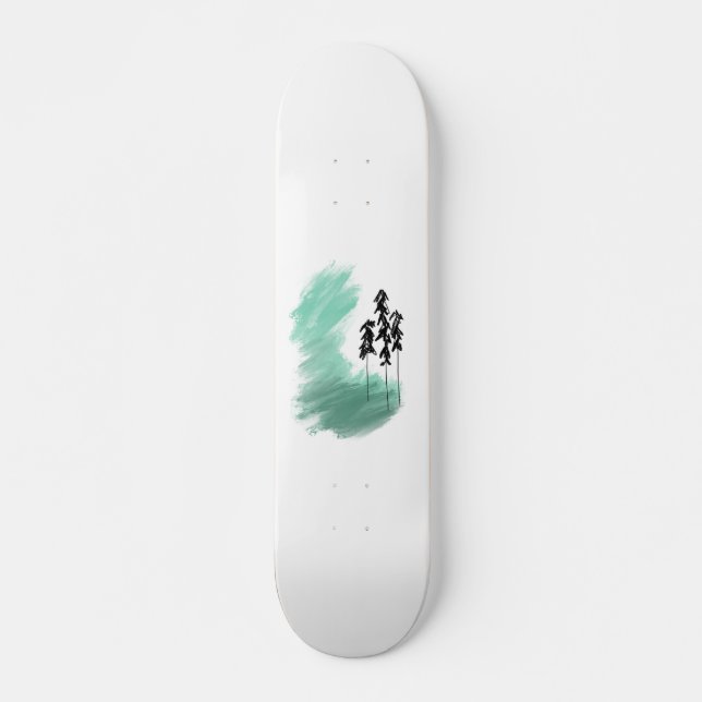 Skateboard Árbol verde escandinavo arte simple menta moderna (Anverso )