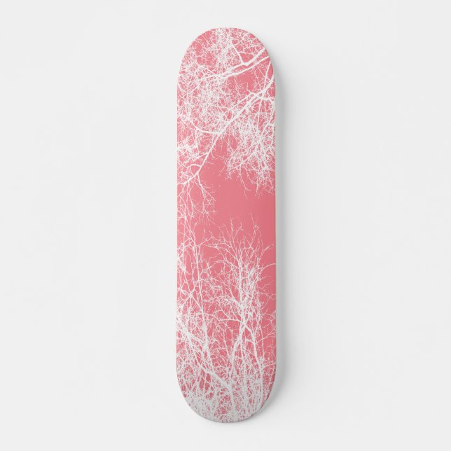 Skateboard Árboles blancos y rosas (Anverso )