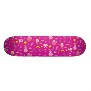 Skateboard Arco iris de los conejos de los gatos y materia