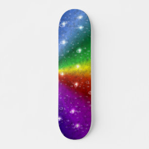 Skateboard arco iris en elefantes, leatheroptik y gotas de ll