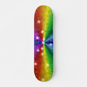 Skateboard arco iris en elefantes, leatheroptik y gotas de ll