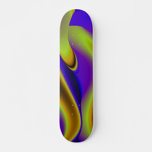 Skateboard Arcoiris abstracto en amarillo morado y azul (Anverso )