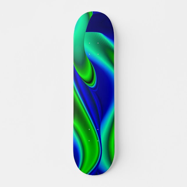 Skateboard Arcoiris abstracto en verde y azul (Anverso )
