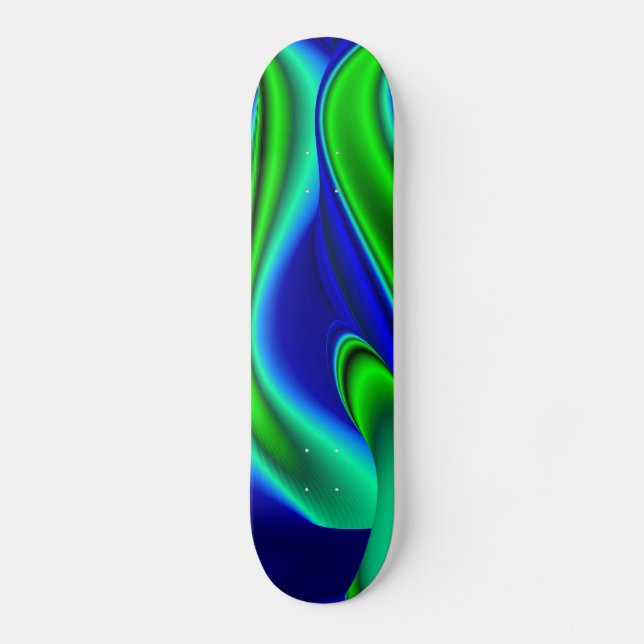 Skateboard Arcoiris abstracto en verde y azul (Anverso)