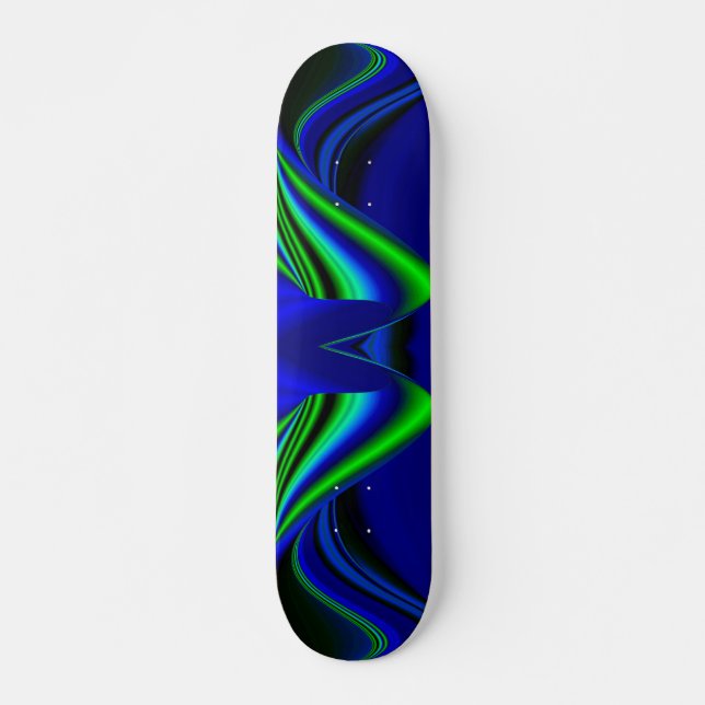 Skateboard Arcoiris abstracto en verde y azul (Anverso )