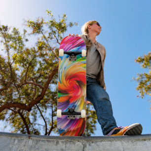 Skateboard Arcoíris Abstracto Tornado Moderno Vibrante