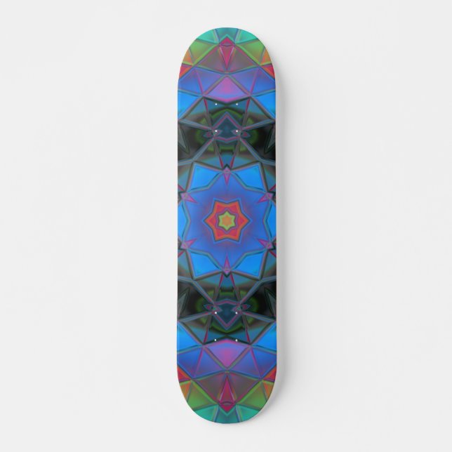 Skateboard Arcoiris de flores de Kaleidoscope de Mosaica (Anverso )