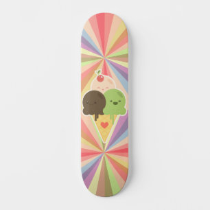 Skateboard Arcoiris de helado de Kawaii