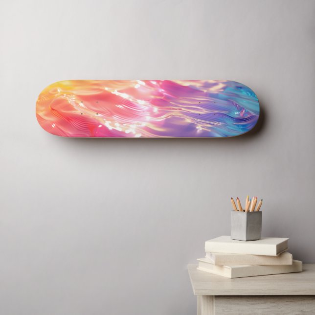 Skateboard Arcoíris de Luz de Agua Superficial (Arte de pared (horz))