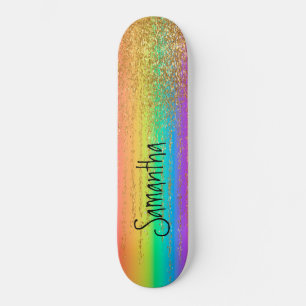 Skateboard Arcoiris dorado en patines