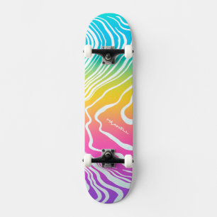 Skateboard Arcoíris Ombre Abstracción Marmoleada 