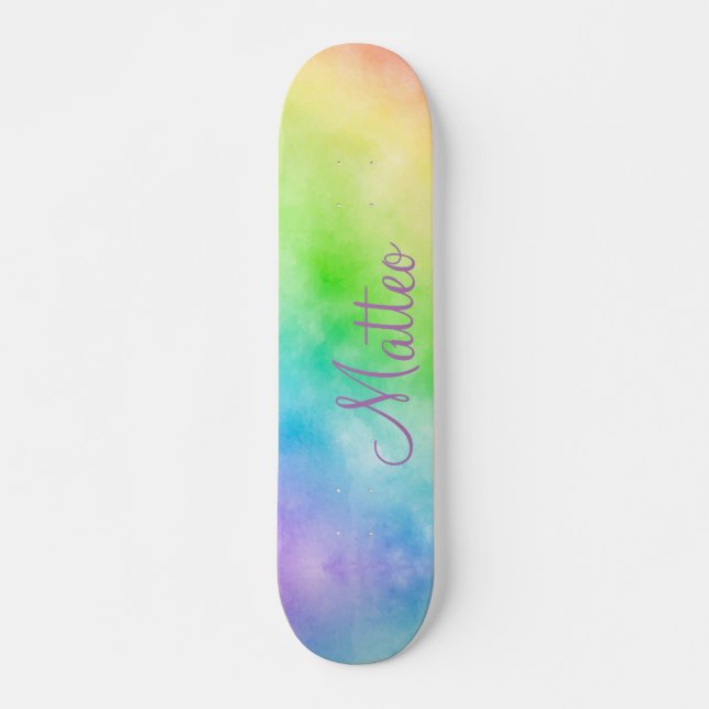 Skateboard Arcoiris pintado con toalla personalizada (Anverso )