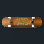 Skateboard Área sombreada A o B<br><div class="desc">El naranja de fondo es el color seleccionado,  por lo que se puede utilizar el selector de color. Puede añadir encima o debajo del área sombreada oscura a lo largo de los lados. Las tres capas de texto se eliminan.</div>