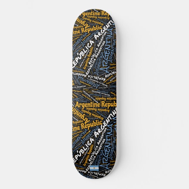 Skateboard Argentina National Pride Wordcloud (Anverso)