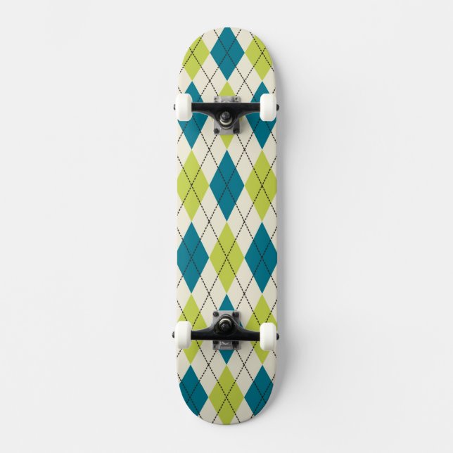 Skateboard Argyle azul y verde (Anverso)