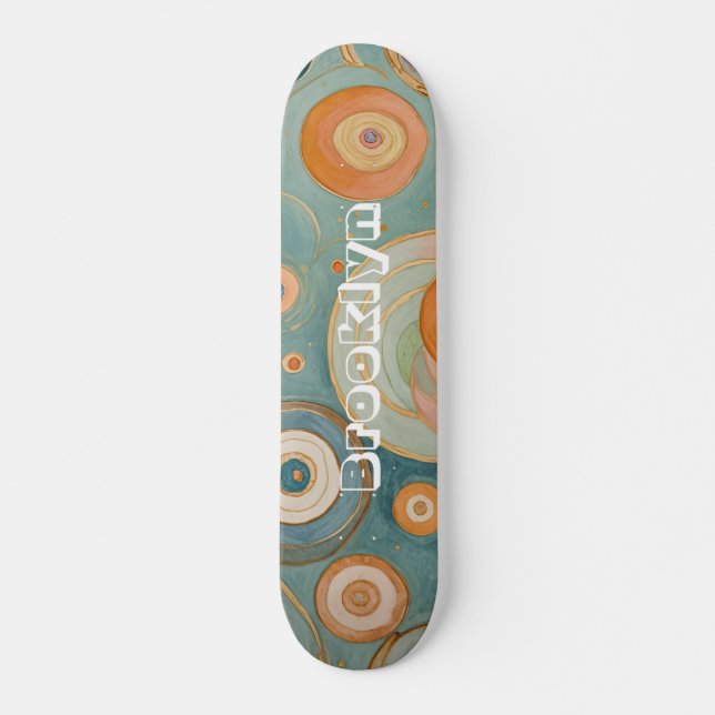 Skateboard Armonía Kaleidoscope: Los Círculos Swirly Pastel (Anverso )
