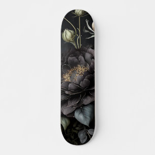 Skateboard Arreglo de Rosa gótico Flor negra