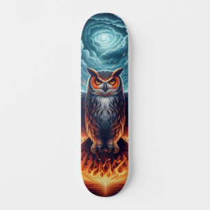 Skateboard Arriba y abajo - Arte de búho sabio