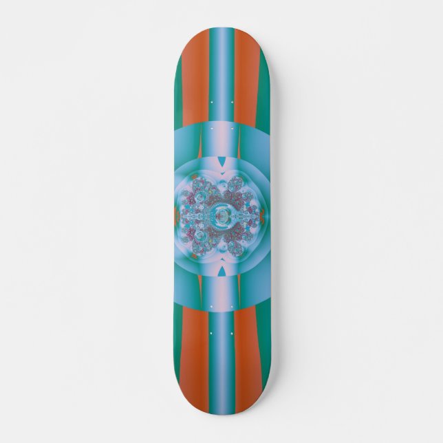Skateboard Arte abstracto acuático coral retro futurista (Anverso )