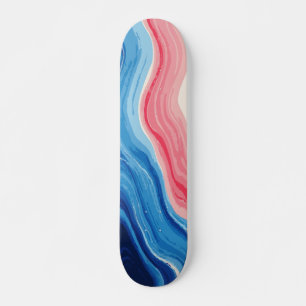 Skateboard Arte abstracto de flujo de olas oceánicas en rosa