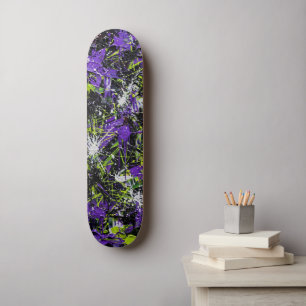 Skateboard Arte abstracto de grafiti neón de lima púrpura