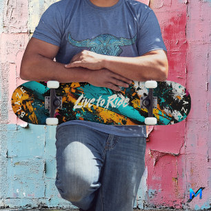 Skateboard Arte abstracto de grafiti Pop - Lema Vive para Mon