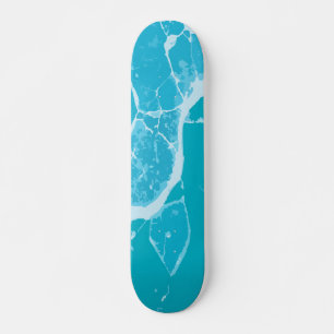 Skateboard Arte abstracto de hielo roto sobre azul teal claro