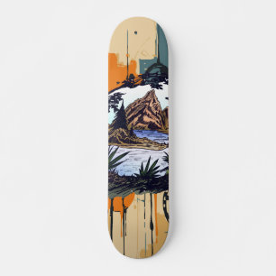 Skateboard Arte abstracto de la naturaleza del lago de montañ