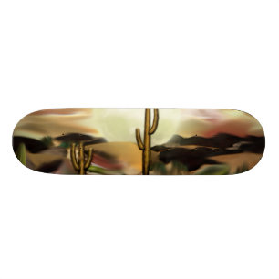 Skateboard Arte abstracto de la salida del sol del desierto