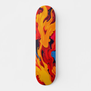 Skateboard Arte abstracto de llama de fuego rojo amarillo y a
