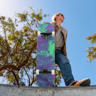Skateboard Arte abstracto de mármol giratorio colorido y psic