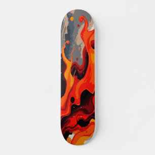 Skateboard Arte abstracto de salpicadura de pintura de llama