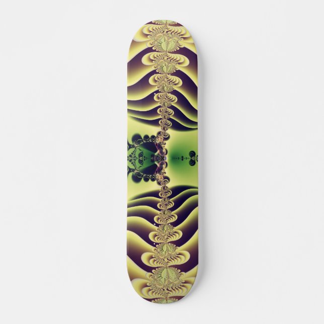 Skateboard Arte abstracto de simetría fractal verde lima (Anverso )