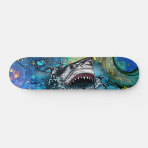 Skateboard Arte abstracto de tiburón de océano mármol Splash