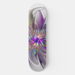 Skateboard Arte abstracto fractal de flor energético y colori