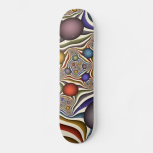 Skateboard Arte abstracto fractal moderno y colorido que vuel