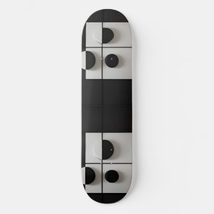 Skateboard Arte abstracto geométrico minimalista en blanco y 