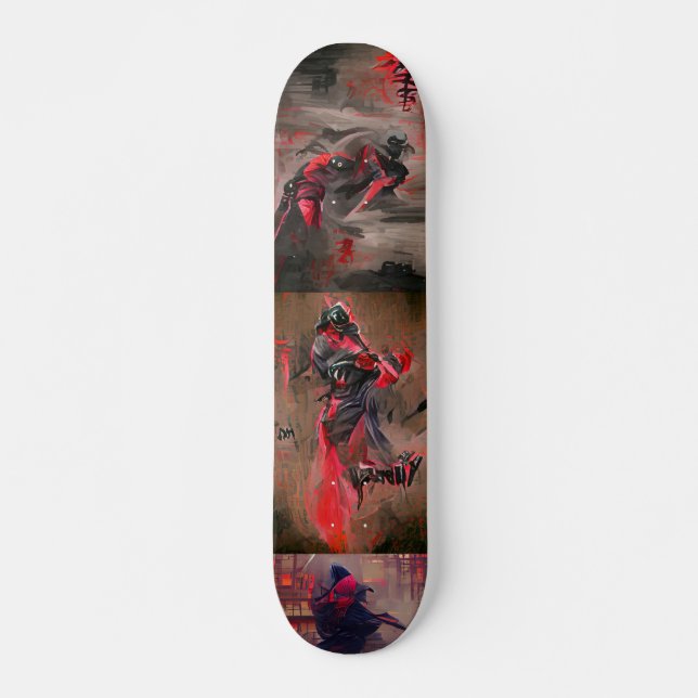 Skateboard Arte abstracto gráfico de la muerte roja Ninja (Anverso )
