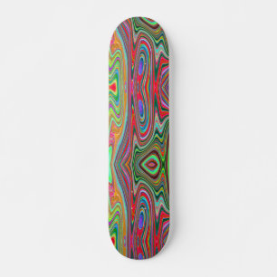 Skateboard Arte abstracto groovy rojo, verde y azul alucinant