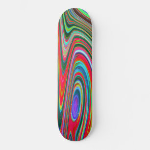 Skateboard Arte abstracto groovy rojo, verde y azul alucinant