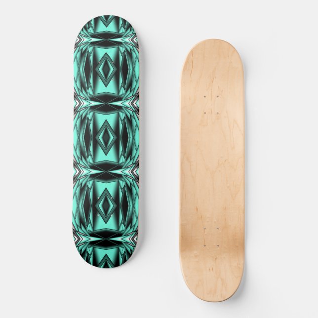 Skateboard Arte abstracto moderno de color turquesa blanco ne (Anverso)