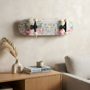 Skateboard Arte abstracto moderno rosa dorado y mármol fluido
