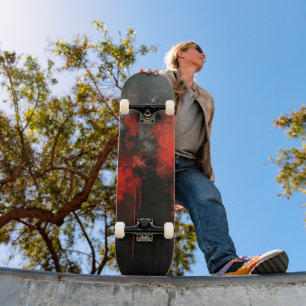 Skateboard Arte abstracto negro rojo