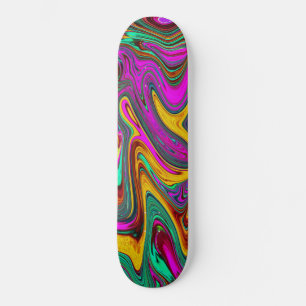 Skateboard Arte abstracto rosa caliente marmoleado y verde es