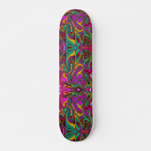 Skateboard Arte abstracto rosa caliente y verde espuma de mar