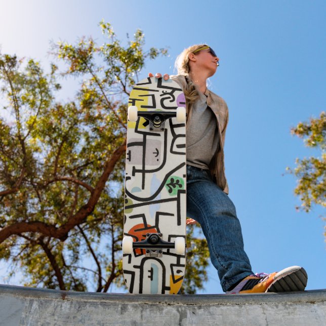 Skateboard Arte abstracto sobre ruedas de Paul Klee (Exterior 1)