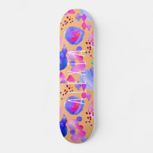 Skateboard Arte abstracto y moderno acuarela tu nombre